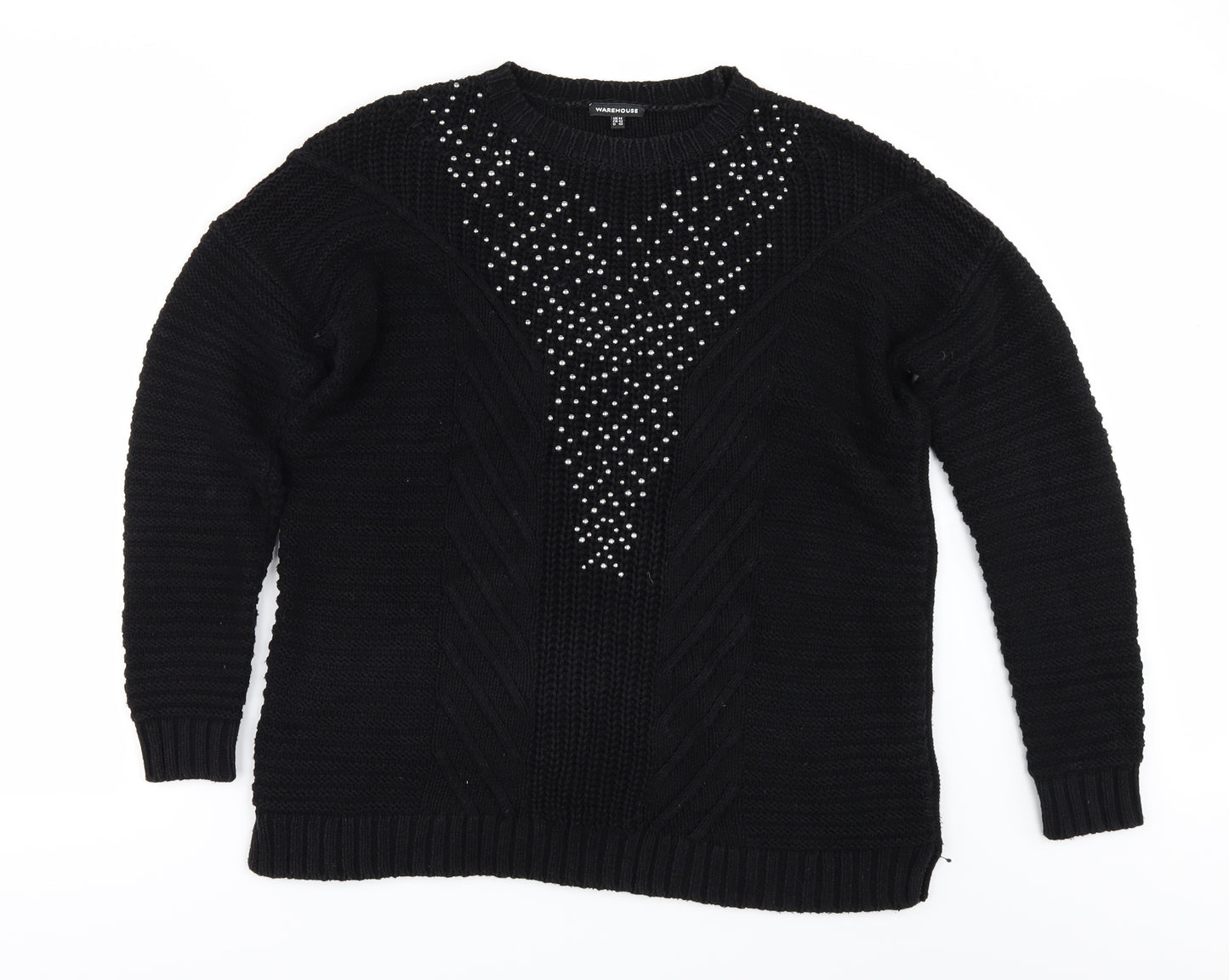 Warehouse Womens Black   Pullover Jumper Size 14