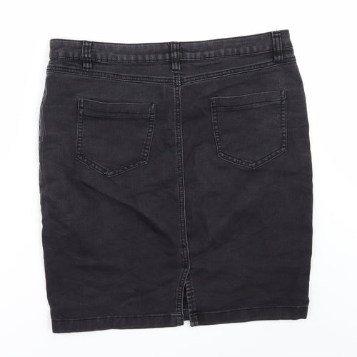 F&F Womens Black  Denim Mini Skirt Size 14