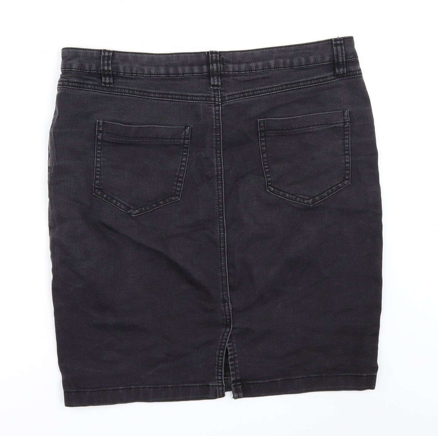 F&F Womens Black  Denim Mini Skirt Size 14