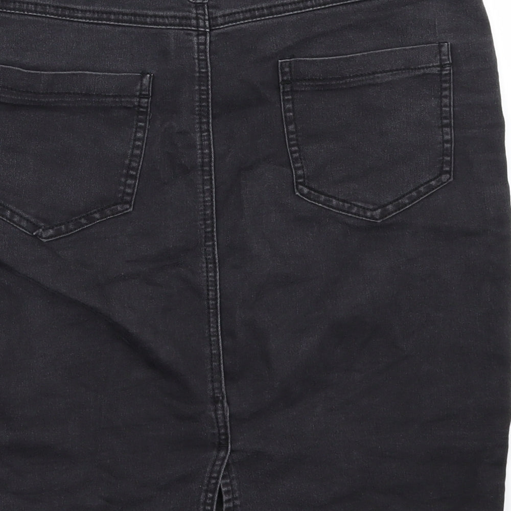 F&F Womens Black  Denim Mini Skirt Size 14