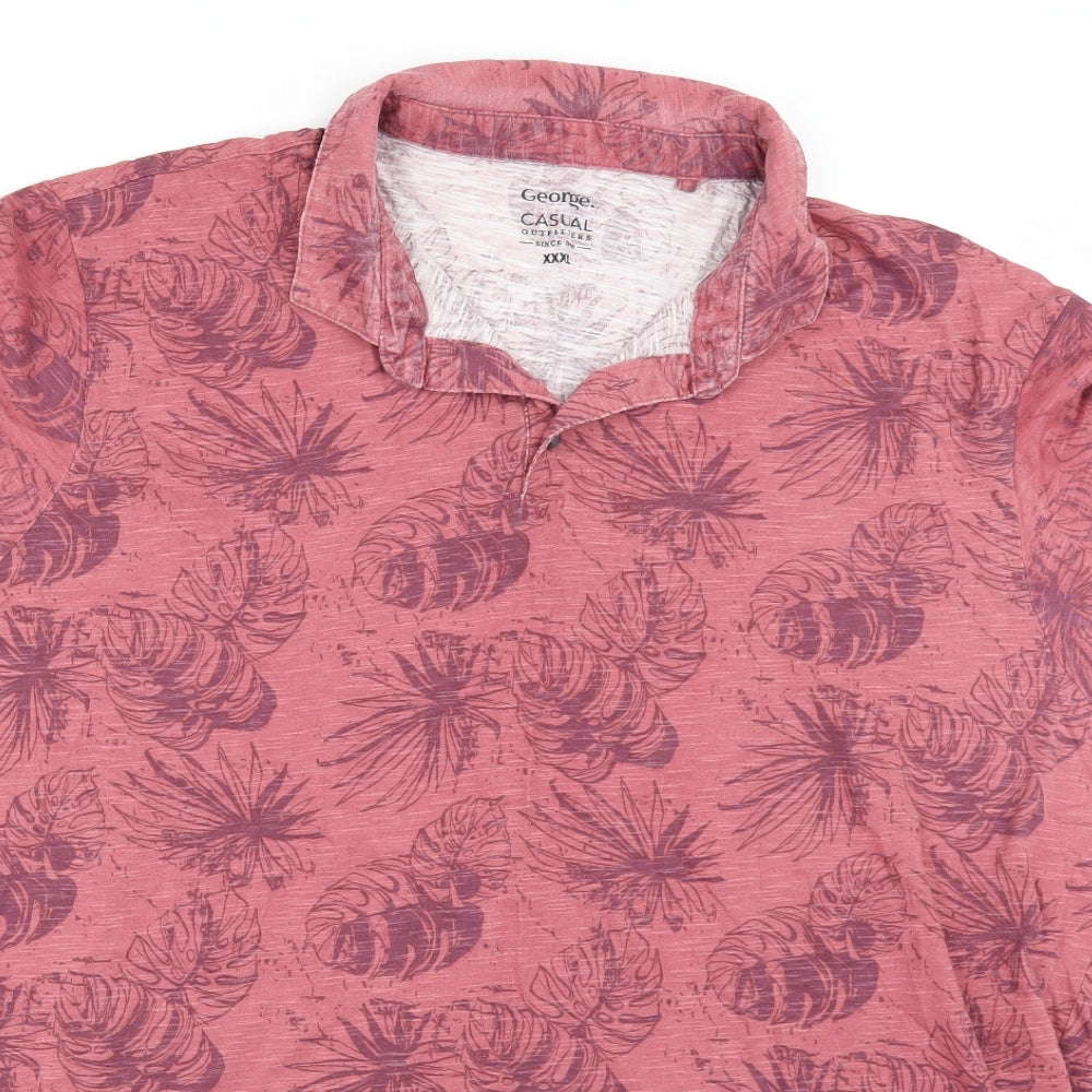 George Mens Red Floral   Polo Size 3XL