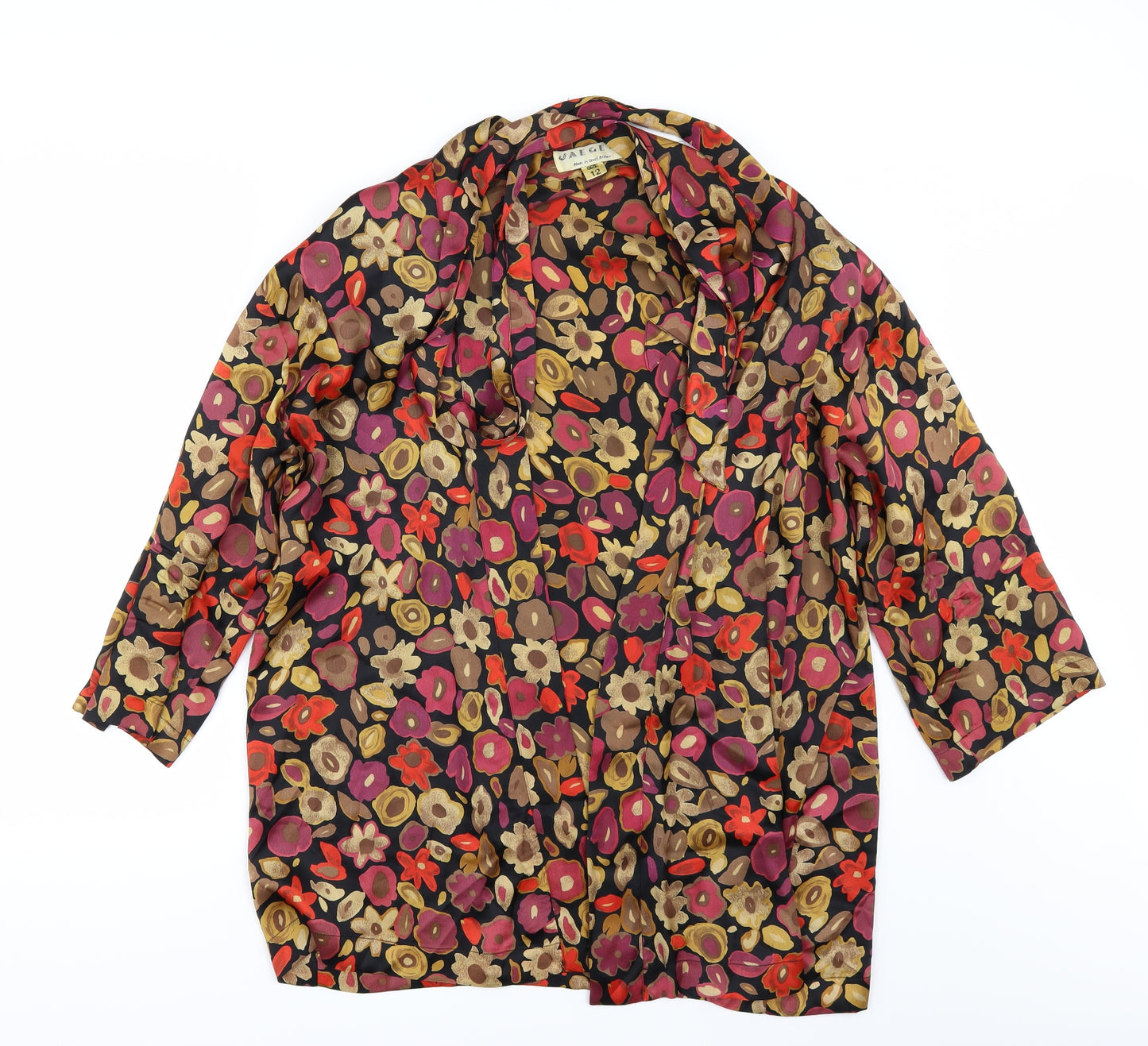 Jaeger Womens Multicoloured Floral  Kimono Blouse Size 12  - Edge to Edge
