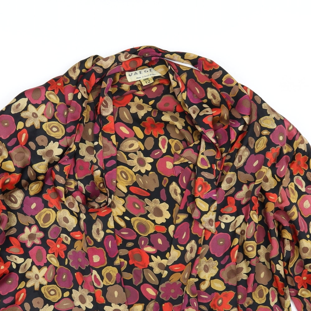 Jaeger Womens Multicoloured Floral  Kimono Blouse Size 12  - Edge to Edge