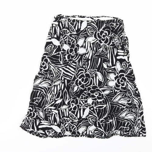 Marks and Spencer Womens Black Floral  A-Line Skirt Size 10