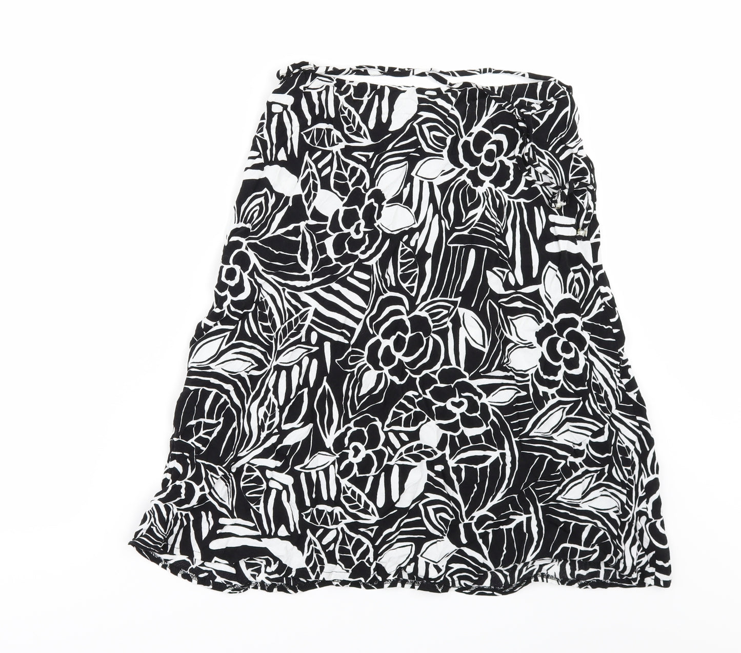 Marks and Spencer Womens Black Floral  A-Line Skirt Size 10