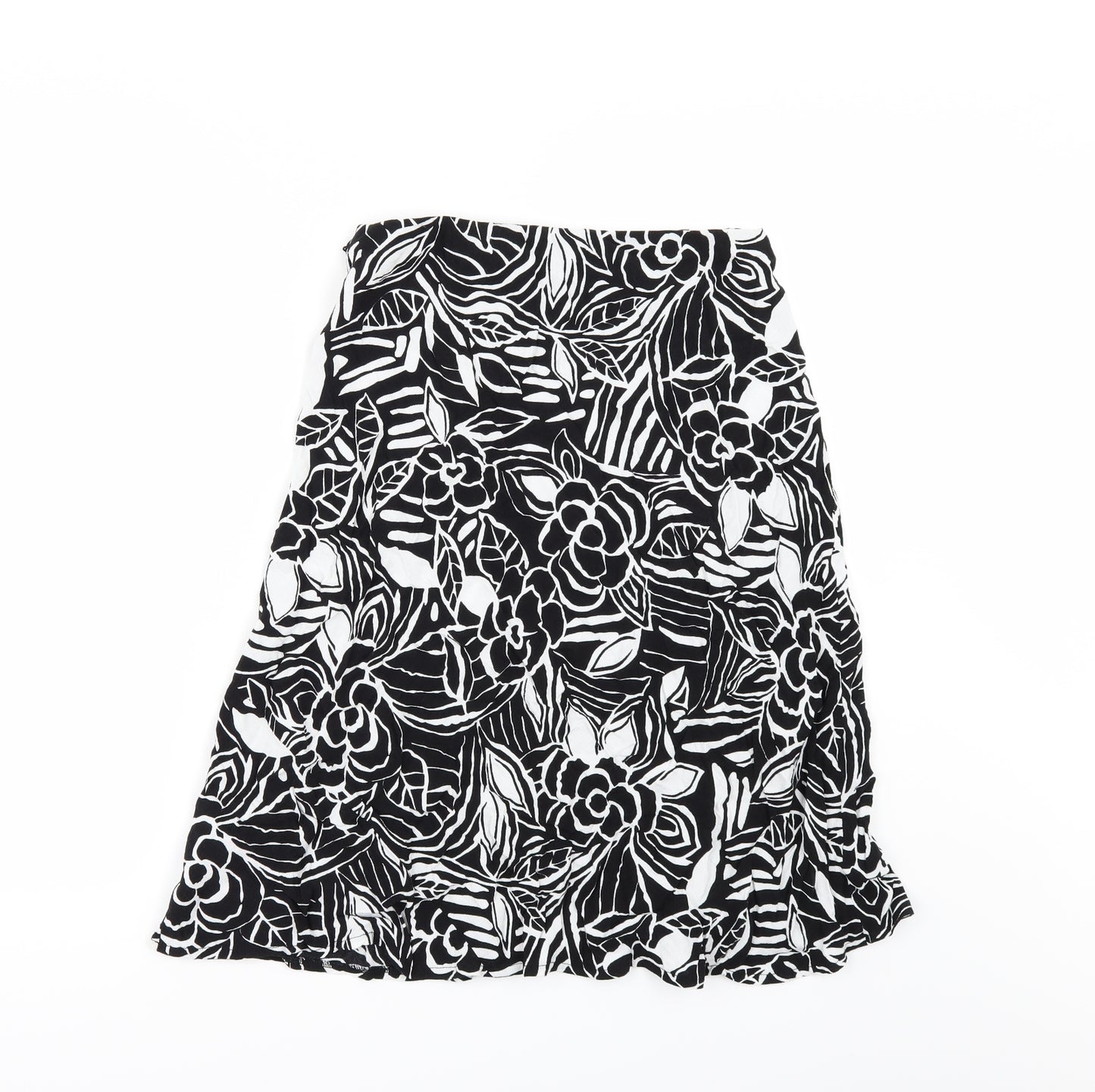 Marks and Spencer Womens Black Floral  A-Line Skirt Size 10