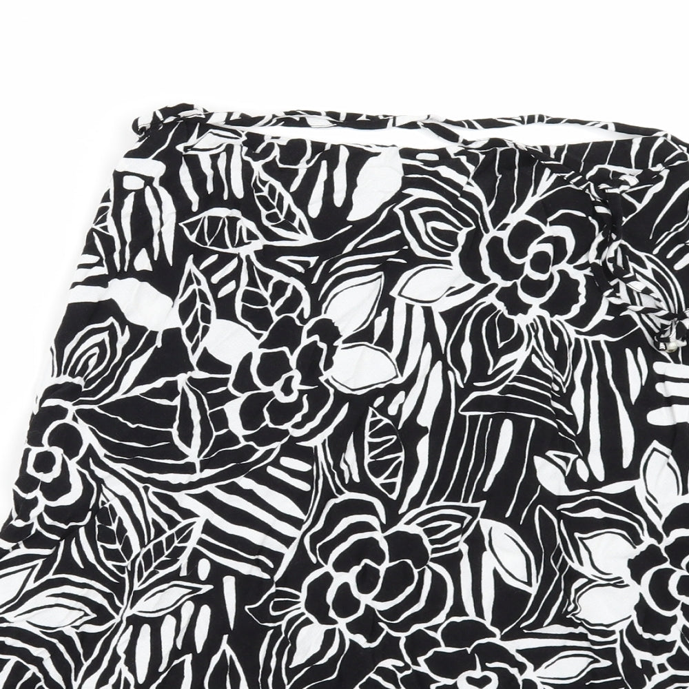 Marks and Spencer Womens Black Floral  A-Line Skirt Size 10