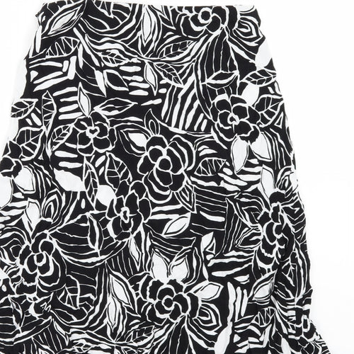 Marks and Spencer Womens Black Floral  A-Line Skirt Size 10