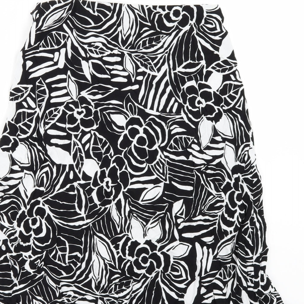 Marks and Spencer Womens Black Floral  A-Line Skirt Size 10