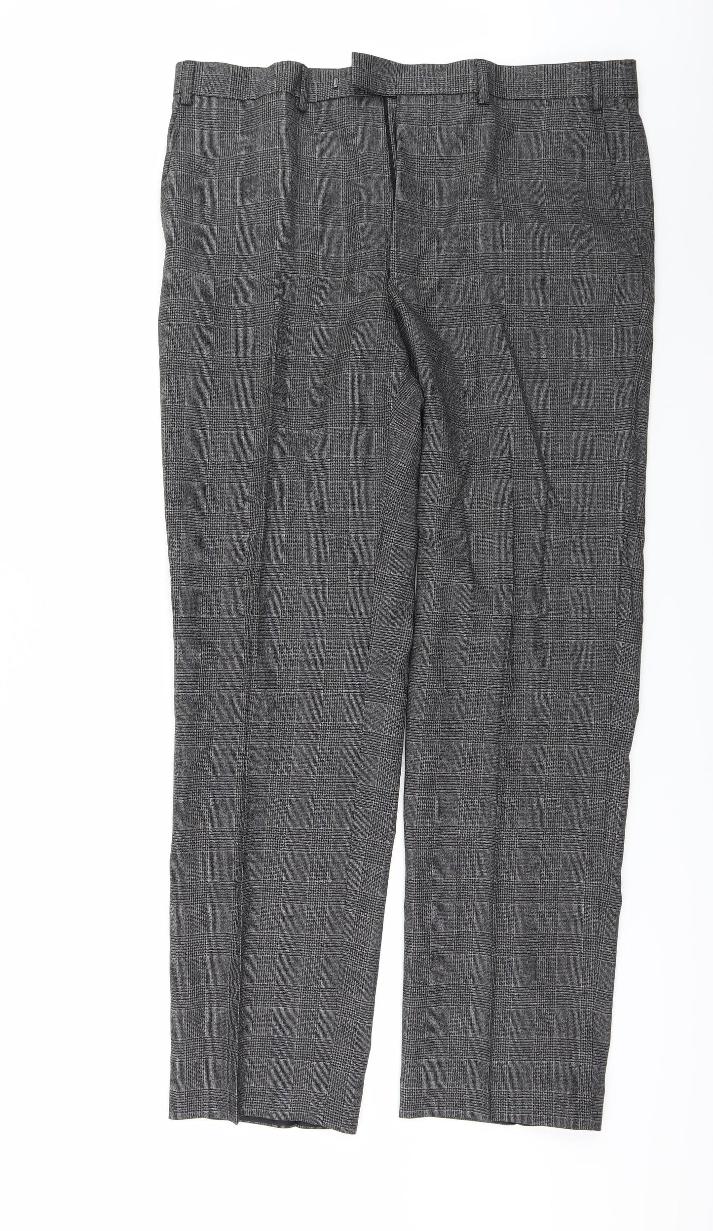 Marks and Spencer Mens Grey Check  Trousers  Size 38 L33 in
