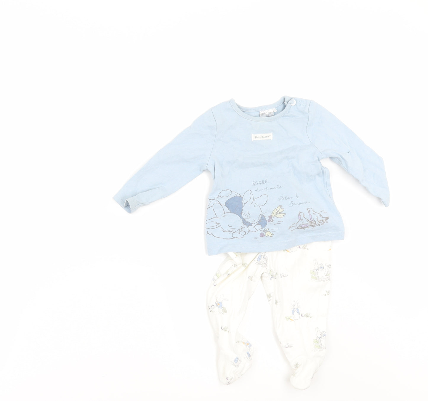 TU Baby Blue Geometric  Kimono Pyjama Set Size 3-6 Months