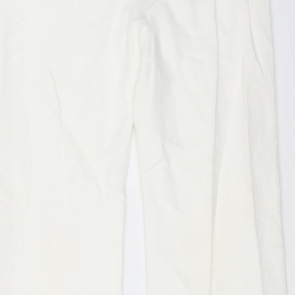 Oasis Womens White   Trousers  Size 12 L32 in - WIDE LEG