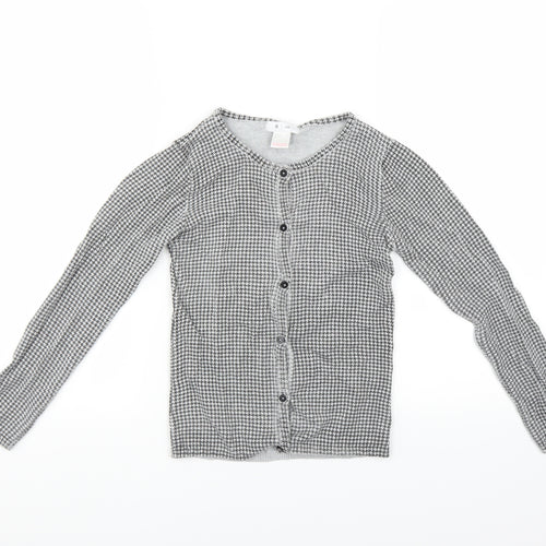 La Redoute Girls Grey Houndstooth  Cardigan Jumper Size 10 Years