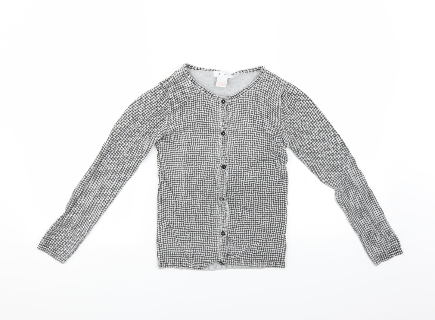 La Redoute Girls Grey Houndstooth  Cardigan Jumper Size 10 Years