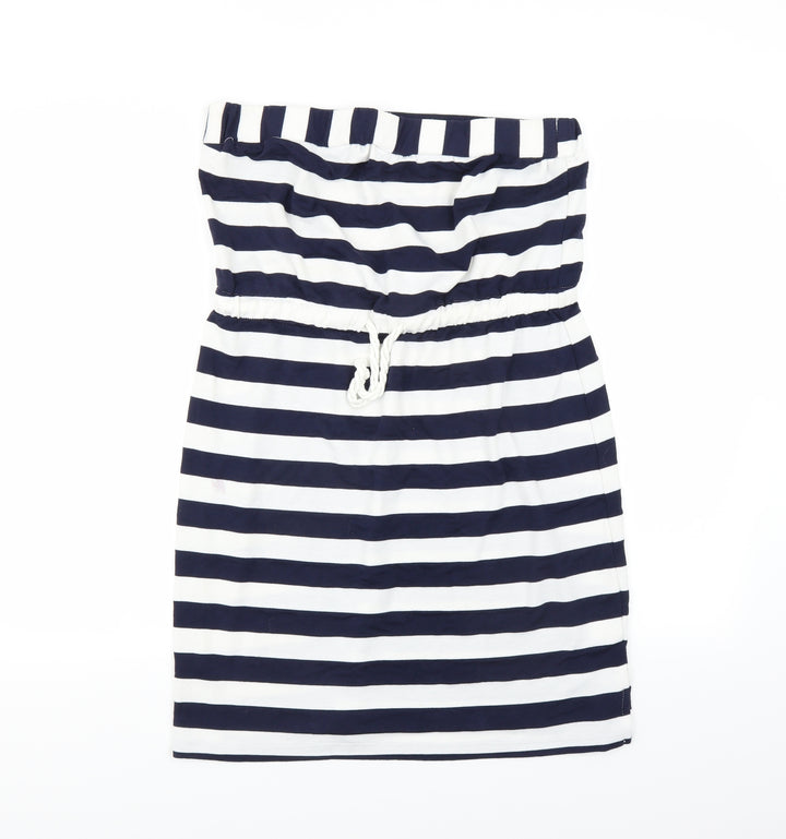 Kenar Womens Blue Striped T-Shirt Dress Size L
