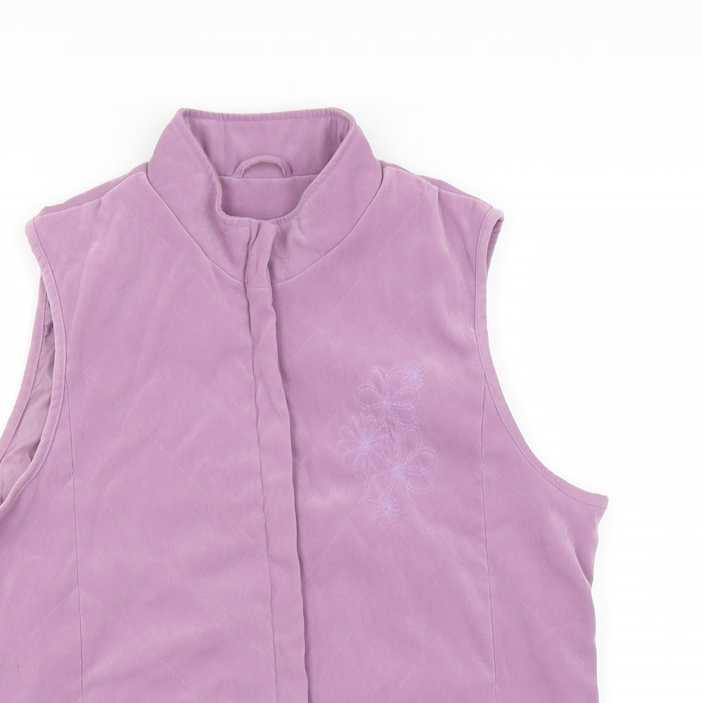 Preworn Womens Purple   Gilet Jacket   - Embroidered Floral