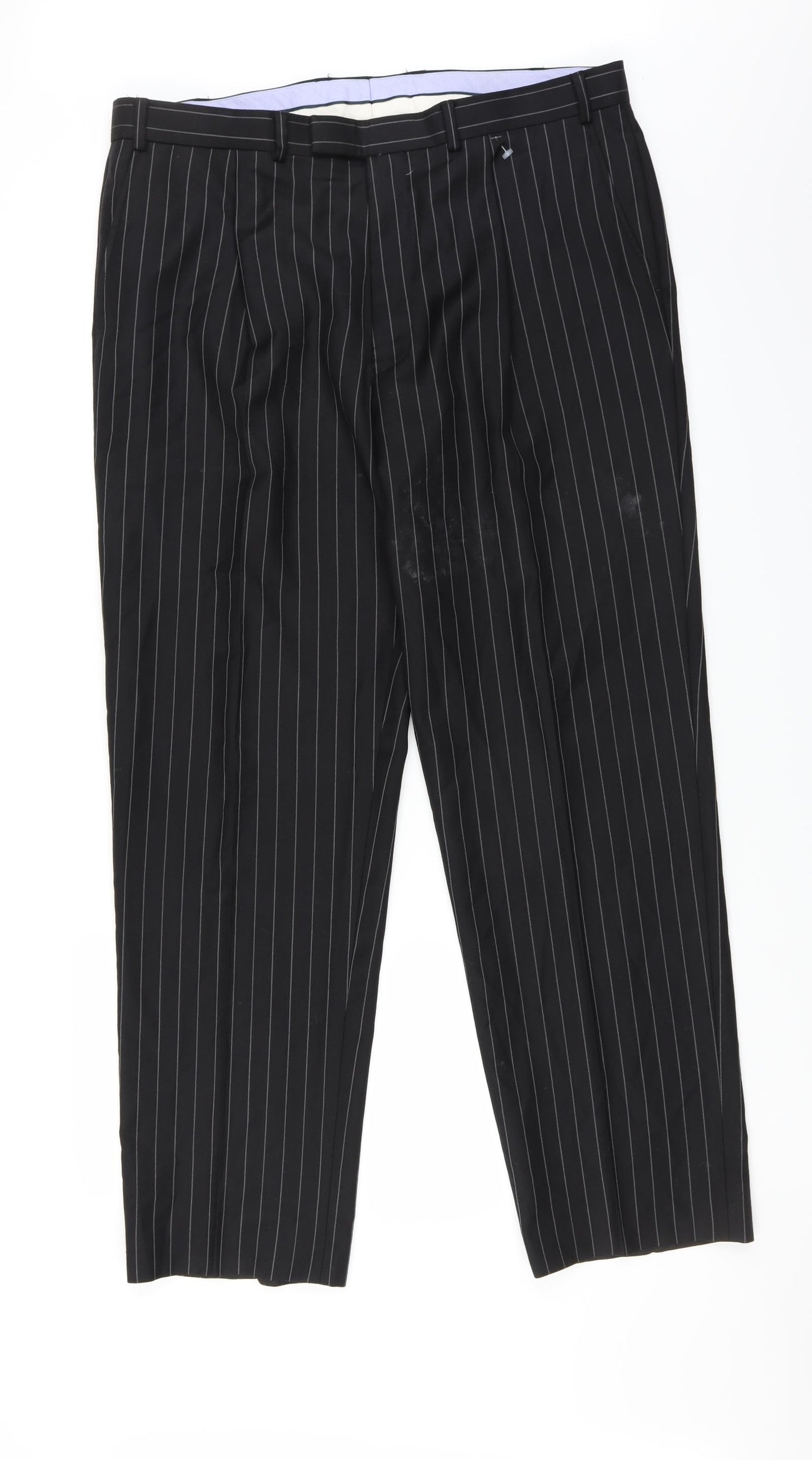Marks and Spencer Mens Black Striped  Trousers  Size 38 in L31 in