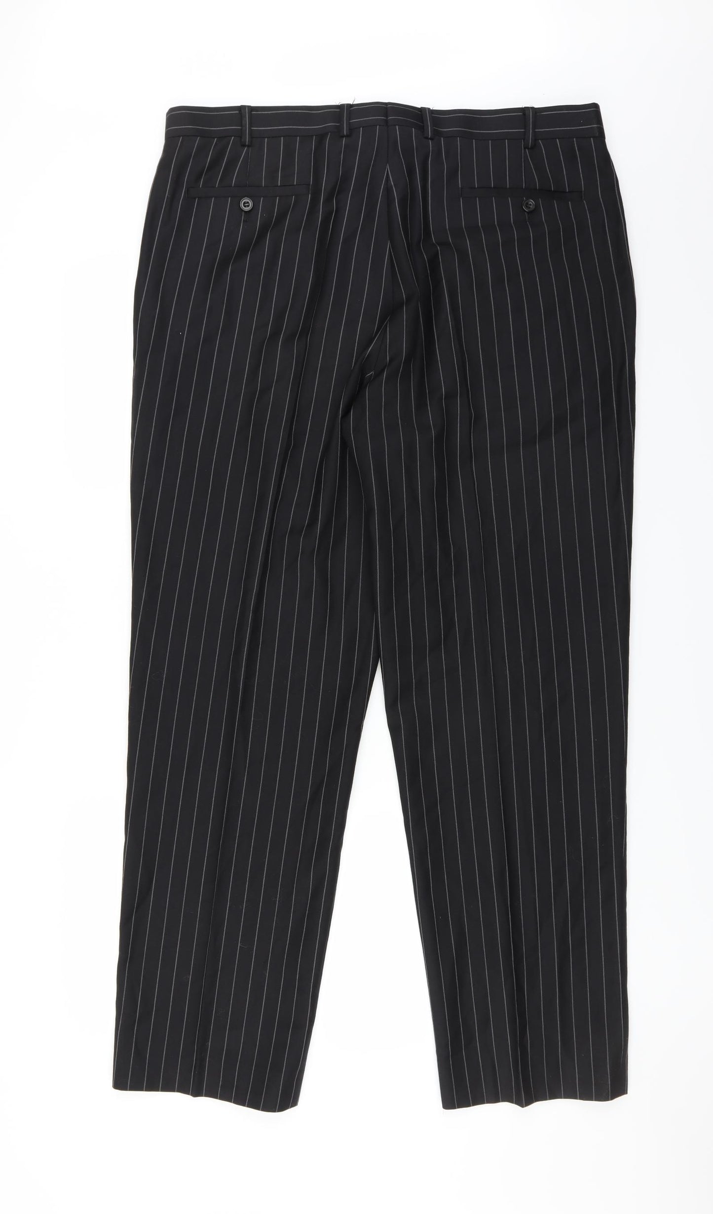 Marks and Spencer Mens Black Striped  Trousers  Size 38 in L31 in