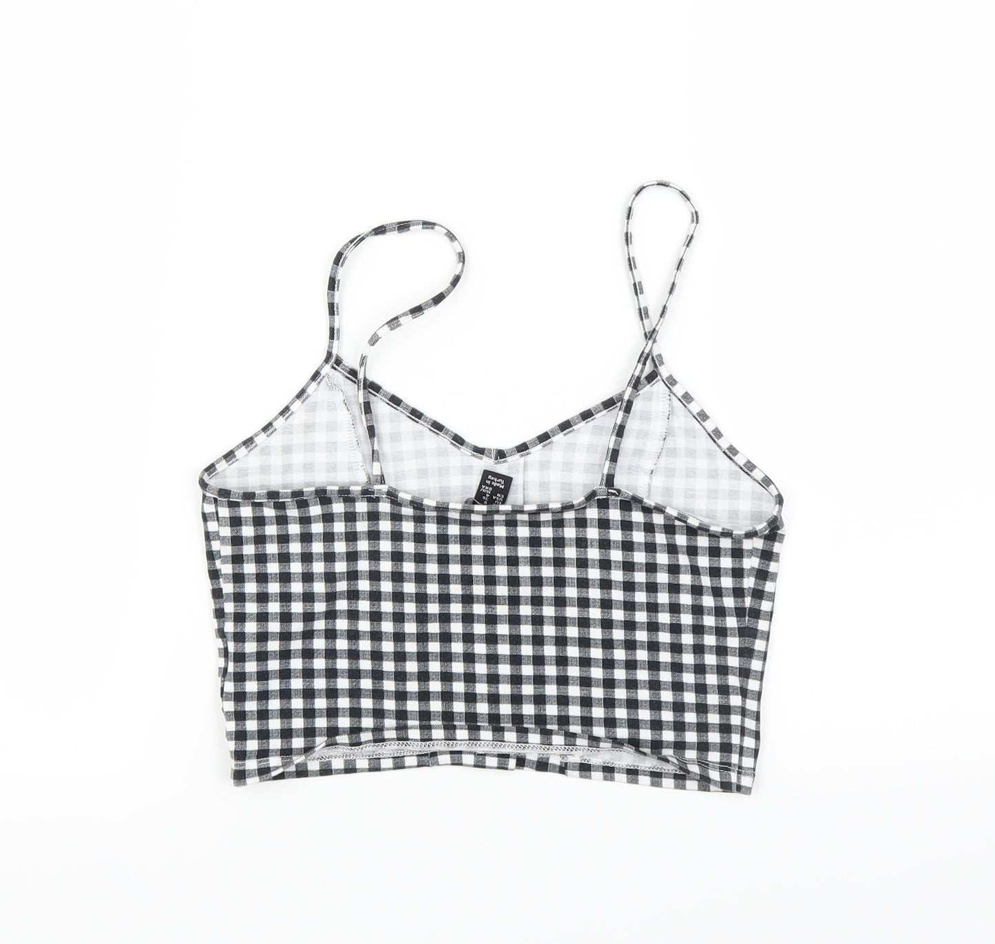 New Look Womens Black Check  Camisole T-Shirt Size 8  - CROPPED
