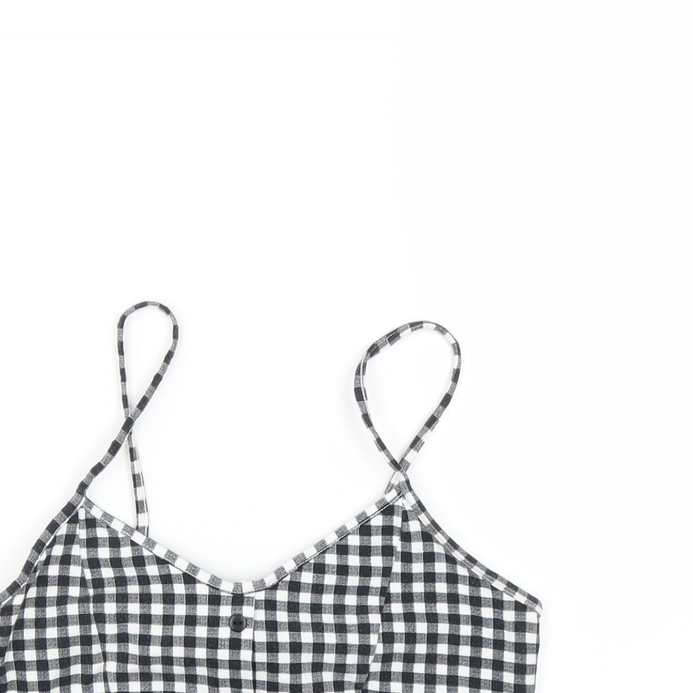 New Look Womens Black Check  Camisole T-Shirt Size 8  - CROPPED