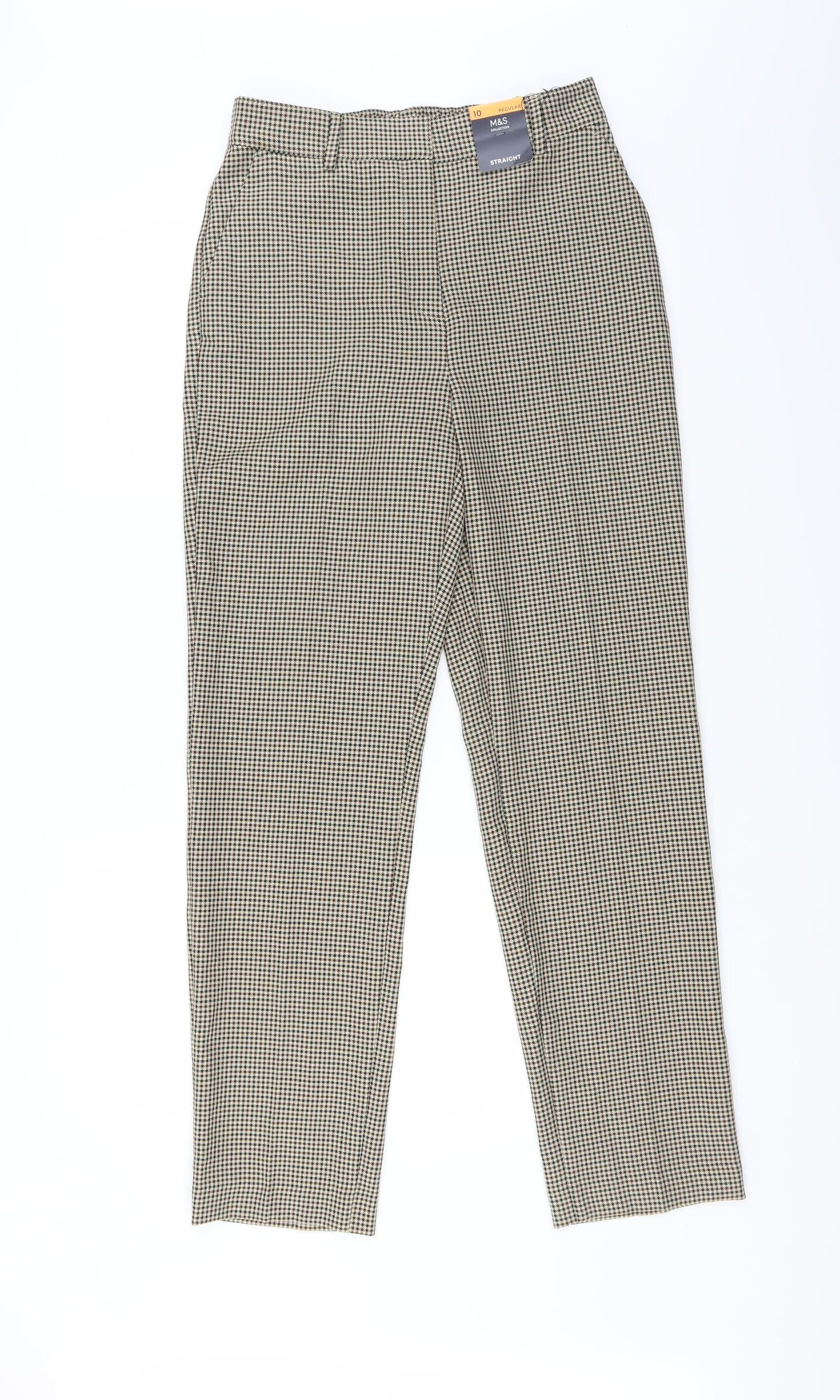 Marks and Spencer Womens Brown Houndstooth  Trousers  Size 10 L30 in