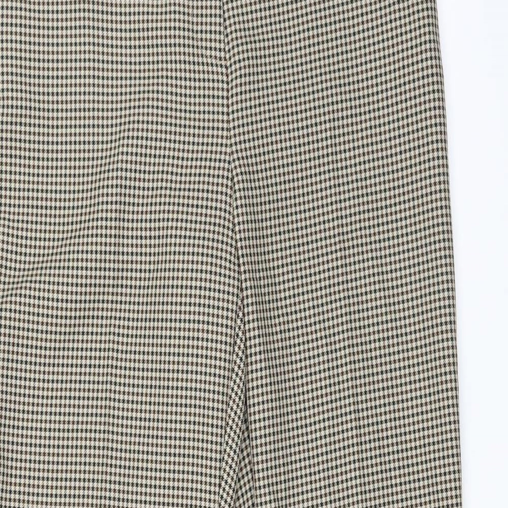 Marks and Spencer Womens Brown Houndstooth  Trousers  Size 10 L30 in