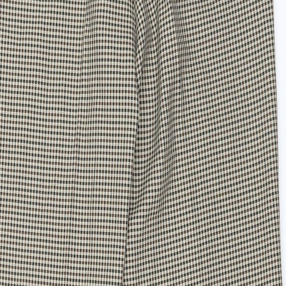 Marks and Spencer Womens Brown Houndstooth  Trousers  Size 10 L30 in