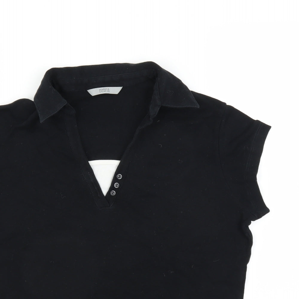 Marks and Spencer Womens Black   Basic Polo Size 14