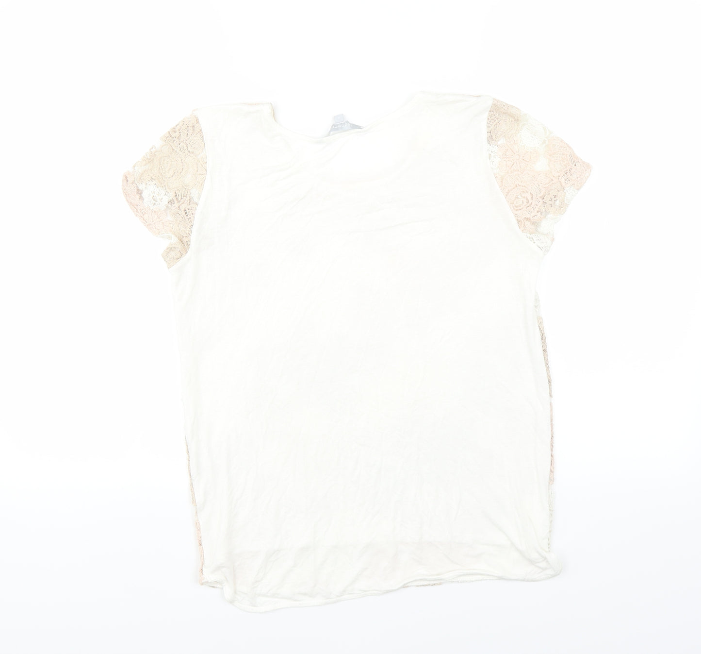 Red Herring Womens White Floral  Basic T-Shirt Size 8