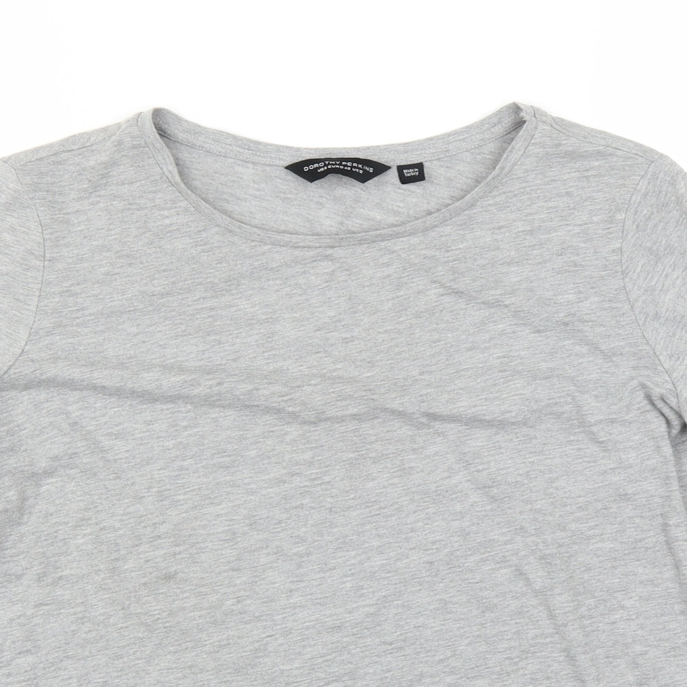 Dorothy Perkins Womens Grey   Basic T-Shirt Size 12  - Floral embroidery