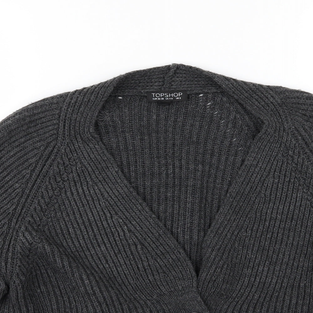 Topshop Womens Grey  Knit Cardigan Jumper Size S