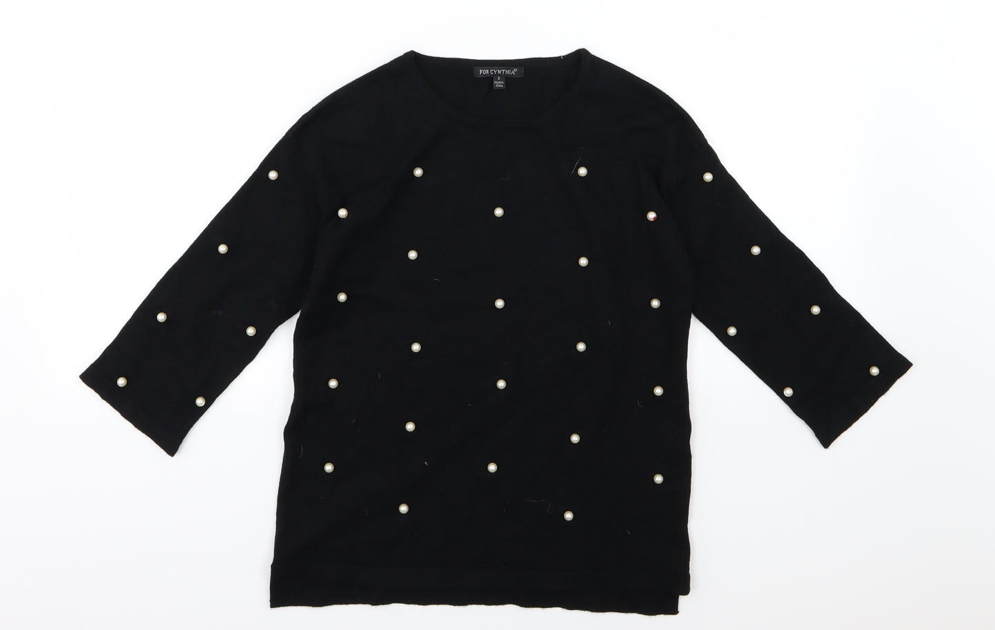 For Cynthia Womens Black  Knit Pullover Jumper Size 8  - Beaded