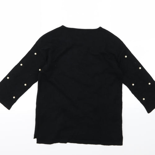 For Cynthia Womens Black  Knit Pullover Jumper Size 8  - Beaded