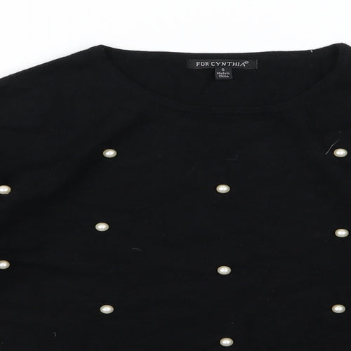 For Cynthia Womens Black  Knit Pullover Jumper Size 8  - Beaded