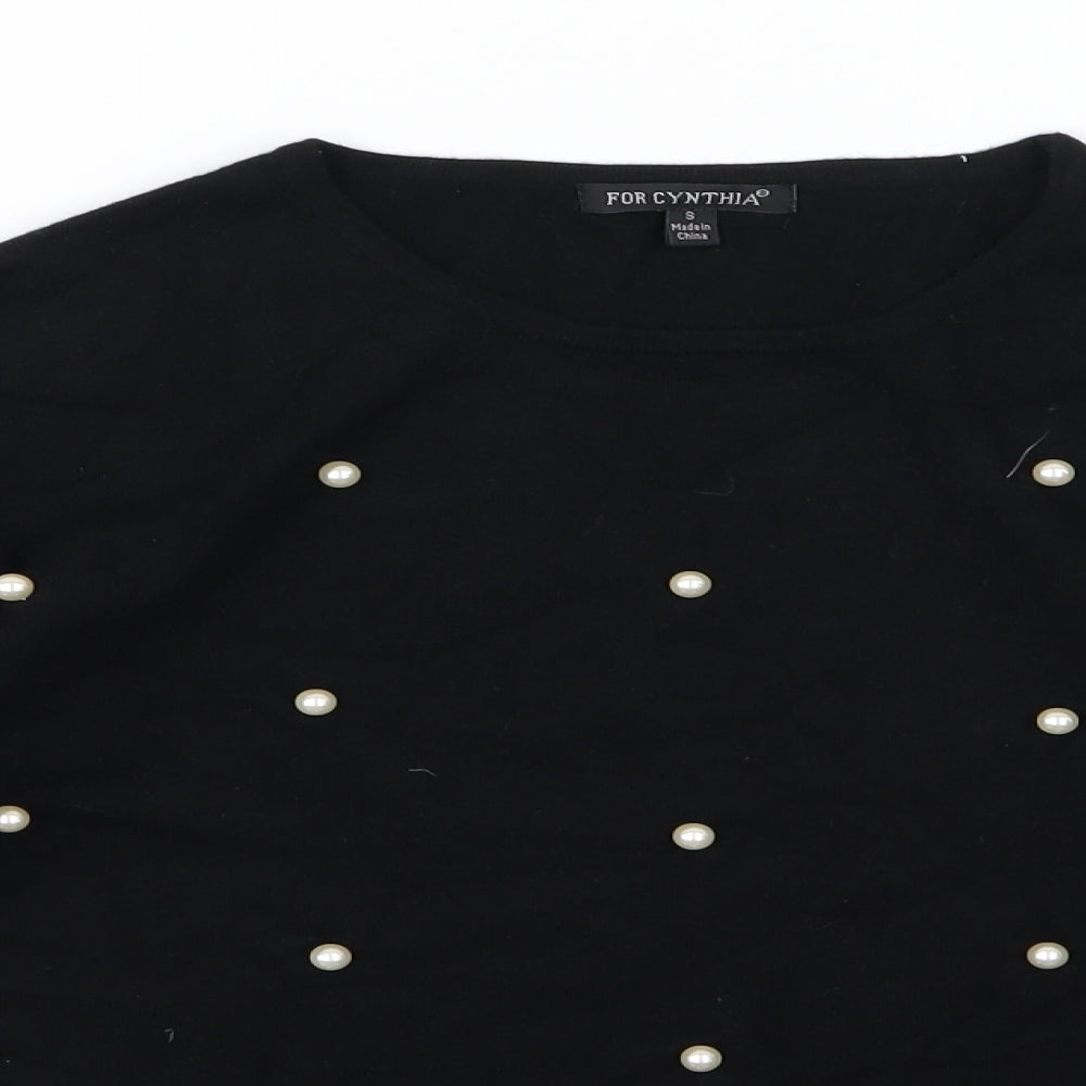 For Cynthia Womens Black  Knit Pullover Jumper Size 8  - Beaded