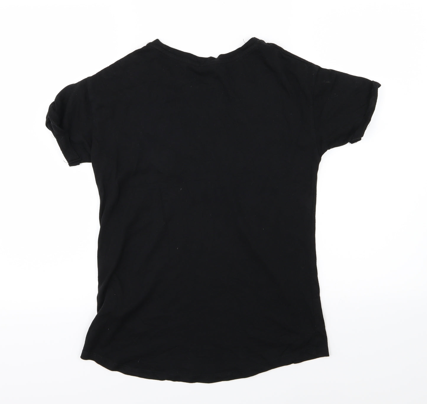 Stradivarius Womens Black Floral Jersey Basic T-Shirt Size S