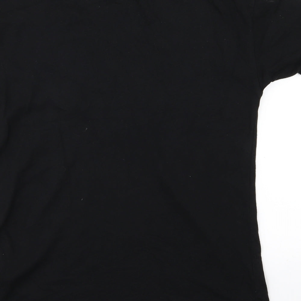 Stradivarius Womens Black Floral Jersey Basic T-Shirt Size S