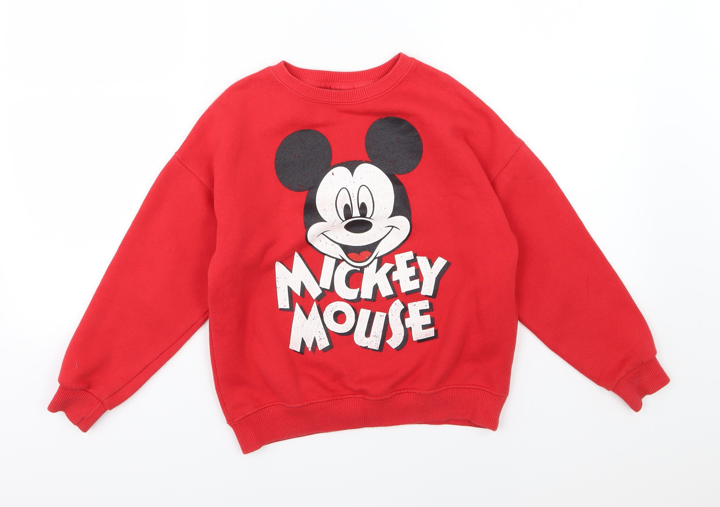 Zara Girls Red  Jersey Pullover Sweatshirt Size 9 Years  - Mickey Mouse