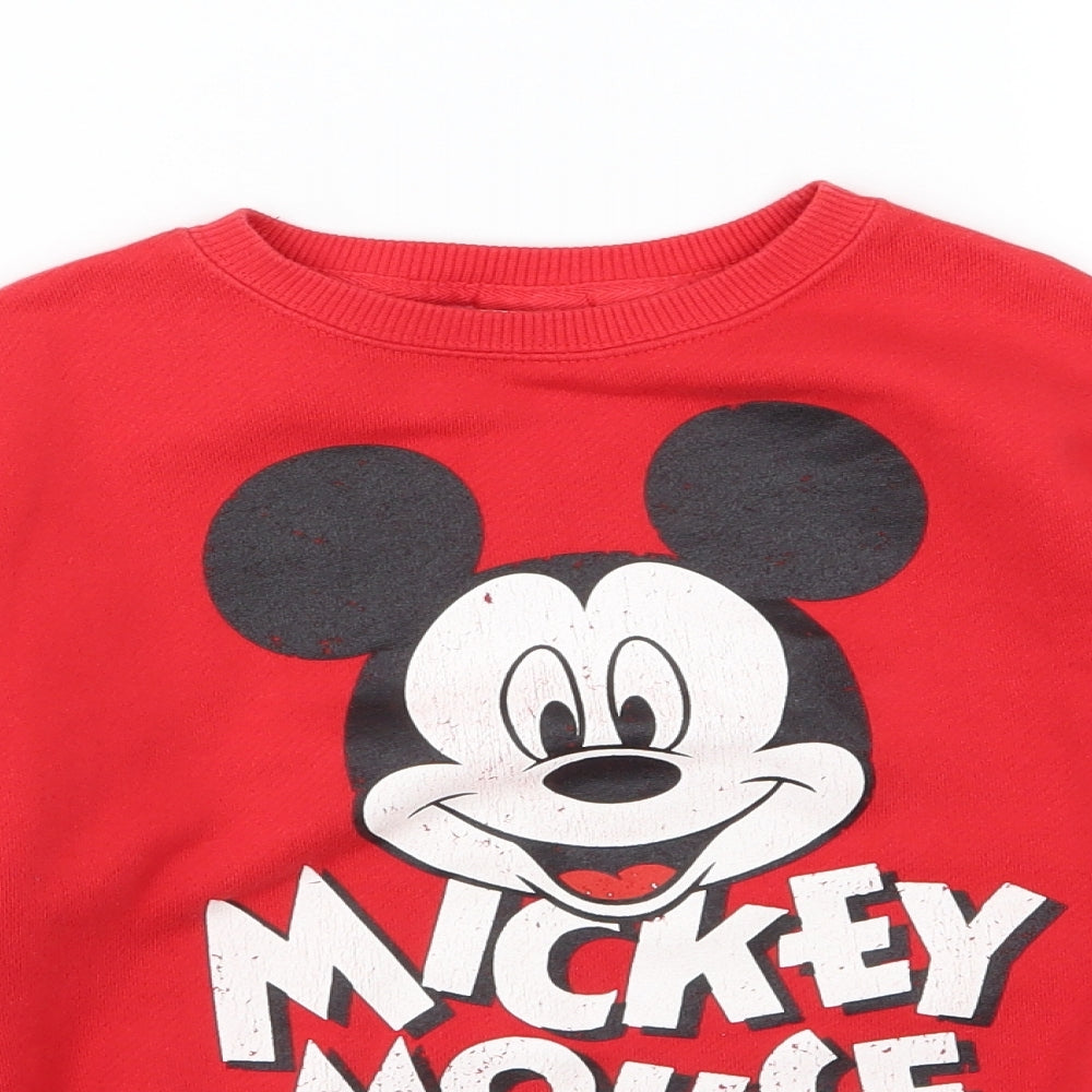 Zara Girls Red  Jersey Pullover Sweatshirt Size 9 Years  - Mickey Mouse