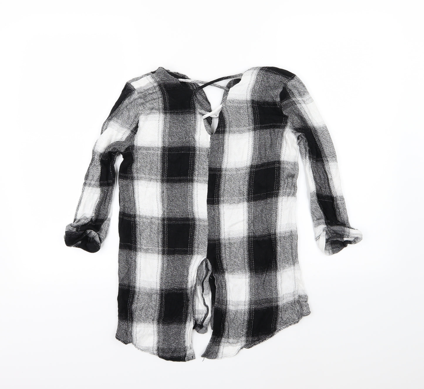 River Island Womens Black Check Knit Basic Button-Up Size 10
