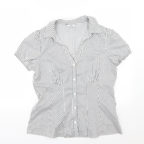 George Womens White Striped Woven Basic Button-Up Size 18