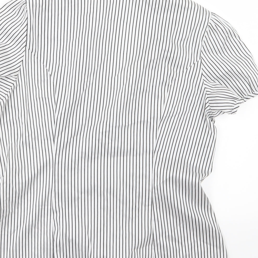 George Womens White Striped Woven Basic Button-Up Size 18