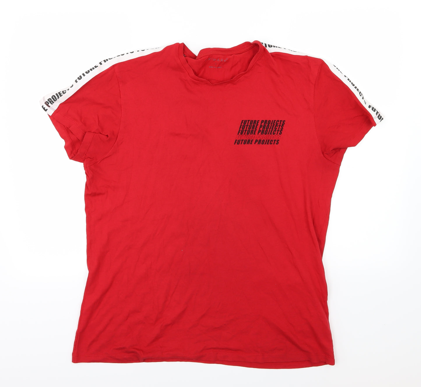 Primark Mens Red  Jersey  T-Shirt Size L  - Future Projects