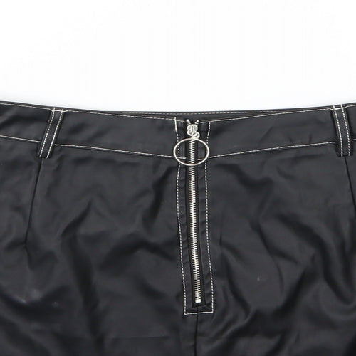 PRETTYLITTLETHING Womens Black   A-Line Skirt Size 16  - Leather Effect