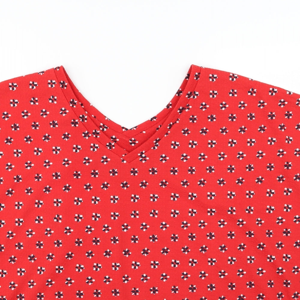 Marks and Spencer Womens Red Fair Isle  Basic T-Shirt Size 20