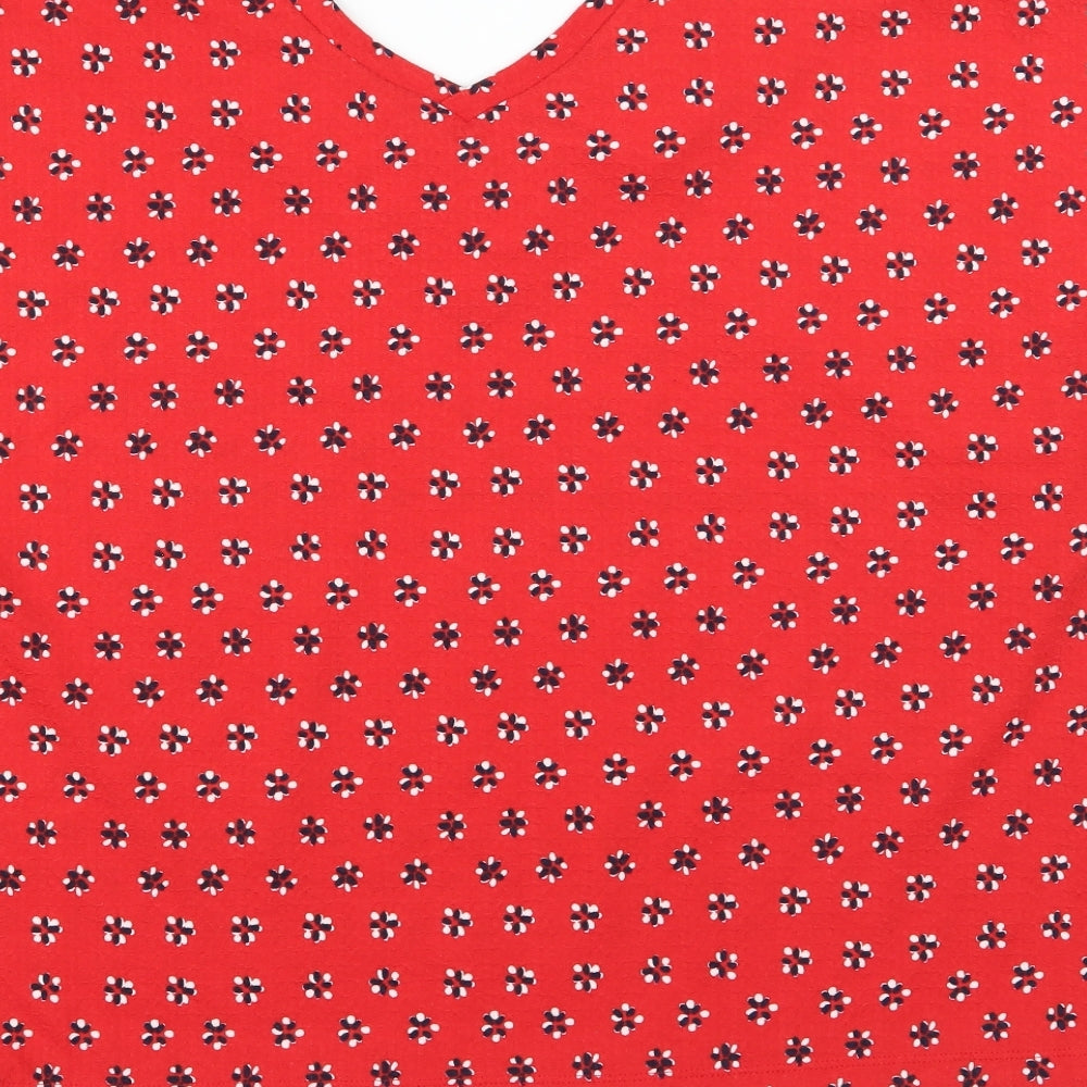 Marks and Spencer Womens Red Fair Isle  Basic T-Shirt Size 20
