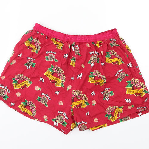 Big Dog Womens Red Floral Jersey  Sleep Shorts Size S