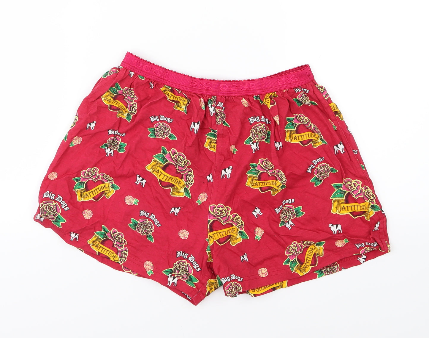 Big Dog Womens Red Floral Jersey  Sleep Shorts Size S