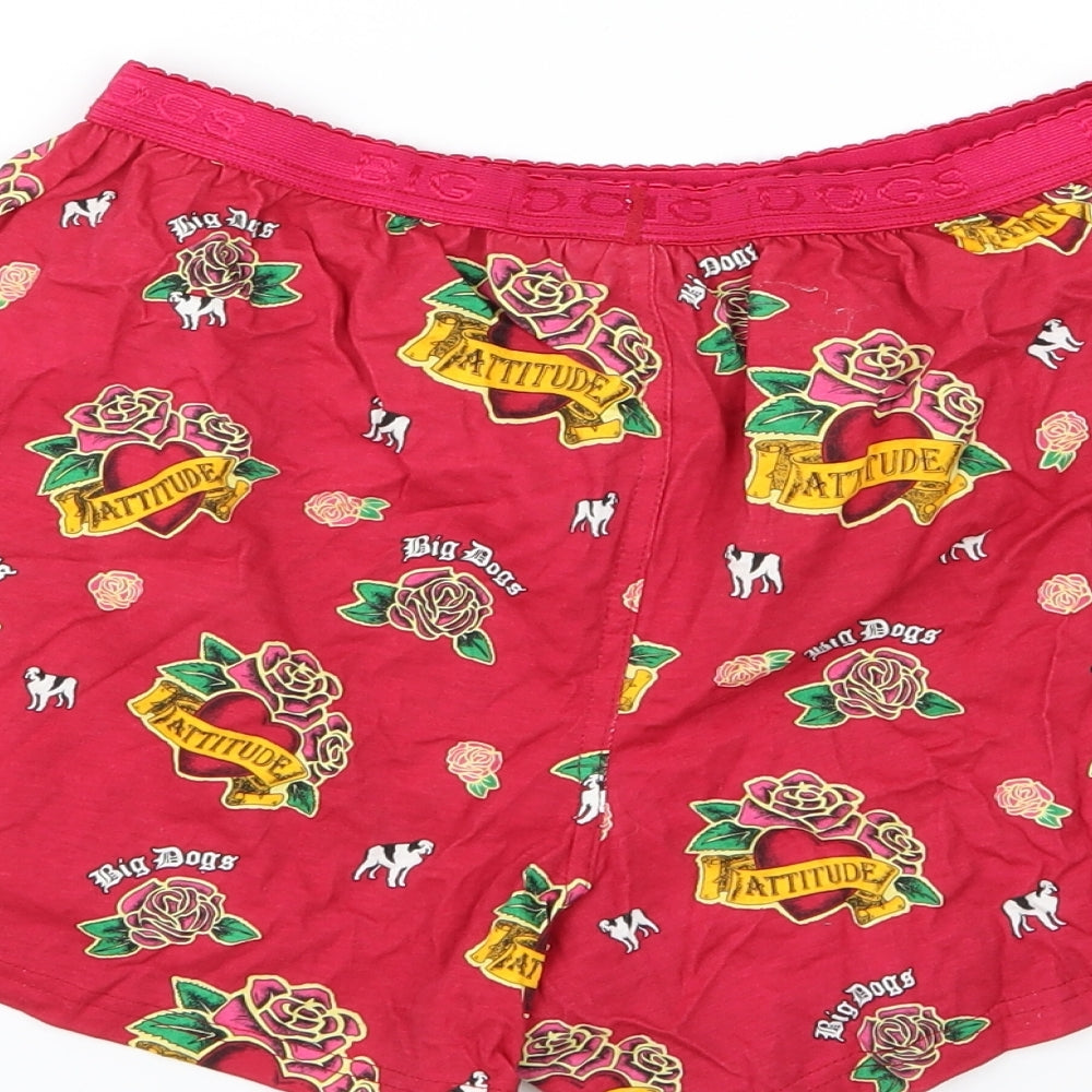 Big Dog Womens Red Floral Jersey  Sleep Shorts Size S