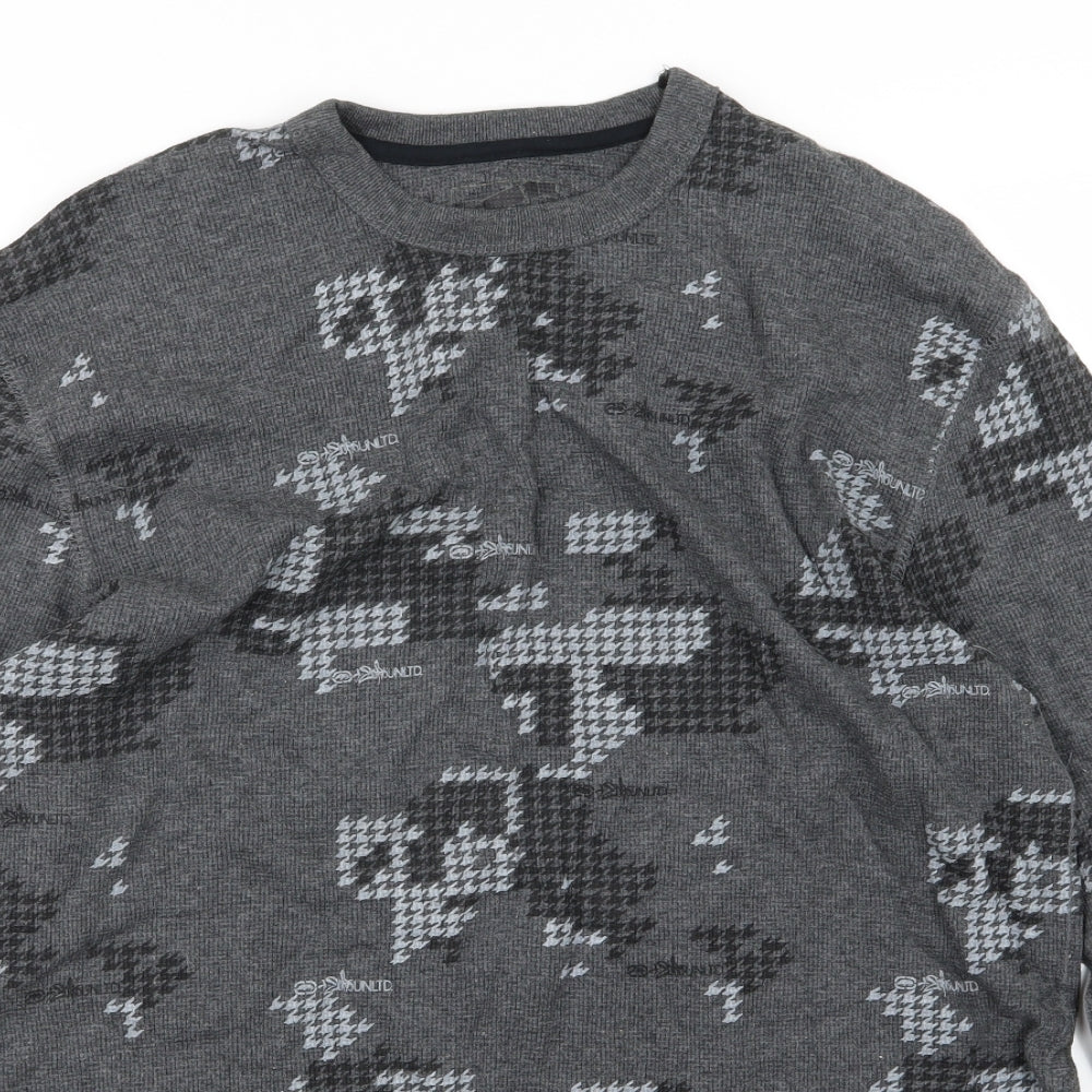 Ecko Unltd. Mens Grey Houndstooth Knit Pullover Jumper Size L
